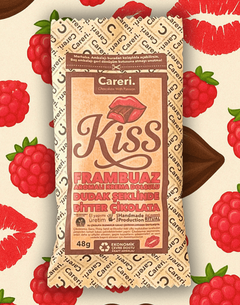Careri Kiss Frambuaz Dudak Bitter Çikolata 48g — toptan